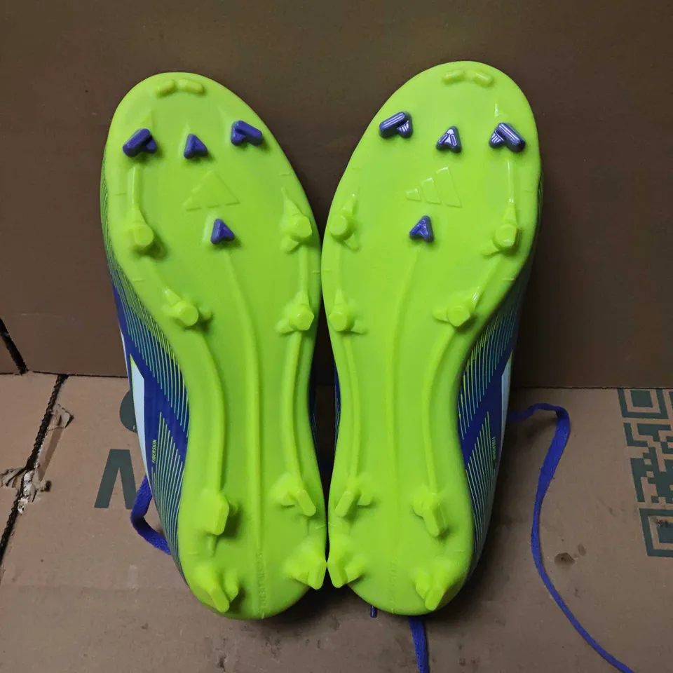 UNBOXED ADIDAS F50 FOOTBALL BOOTS – BLUE & NEON GREEN - UK 2