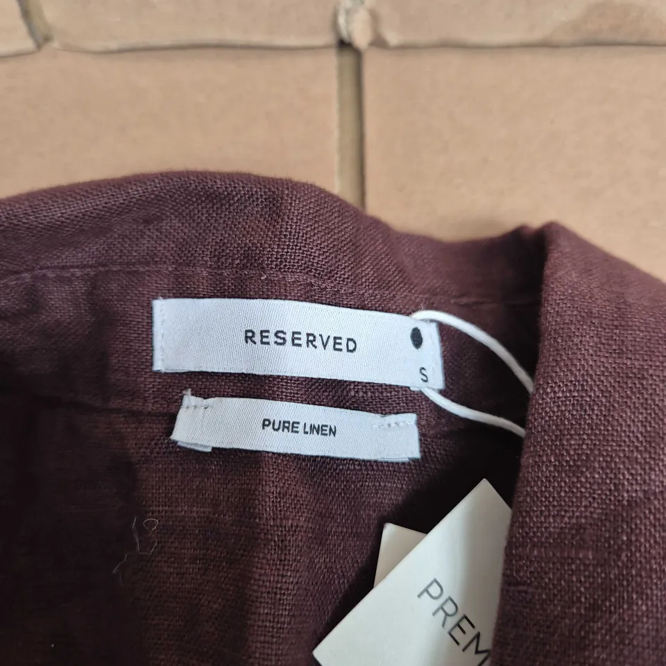 RESERVED PURE LINEN SHIRT – BURGUNDY – UK SIZE S – DESIGNED IN POLAND