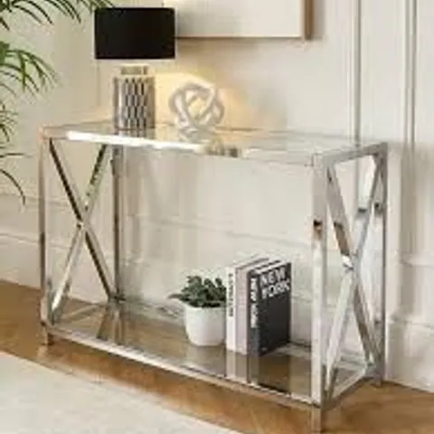 BOXED CHRISTIE CONSOLE TABLE - CHROME (1 BOX)