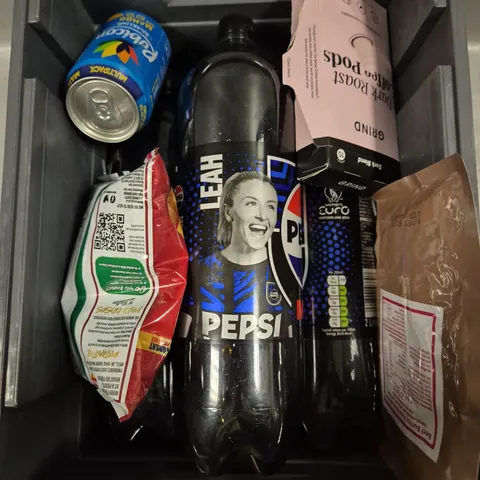 APPROXIMATELY 5 ASSORTED FOOD/DRINK PRODUCTS TO INCLUDE PEPSI DRINK, GRIND COFFEE PODS, RUBICON MANGO