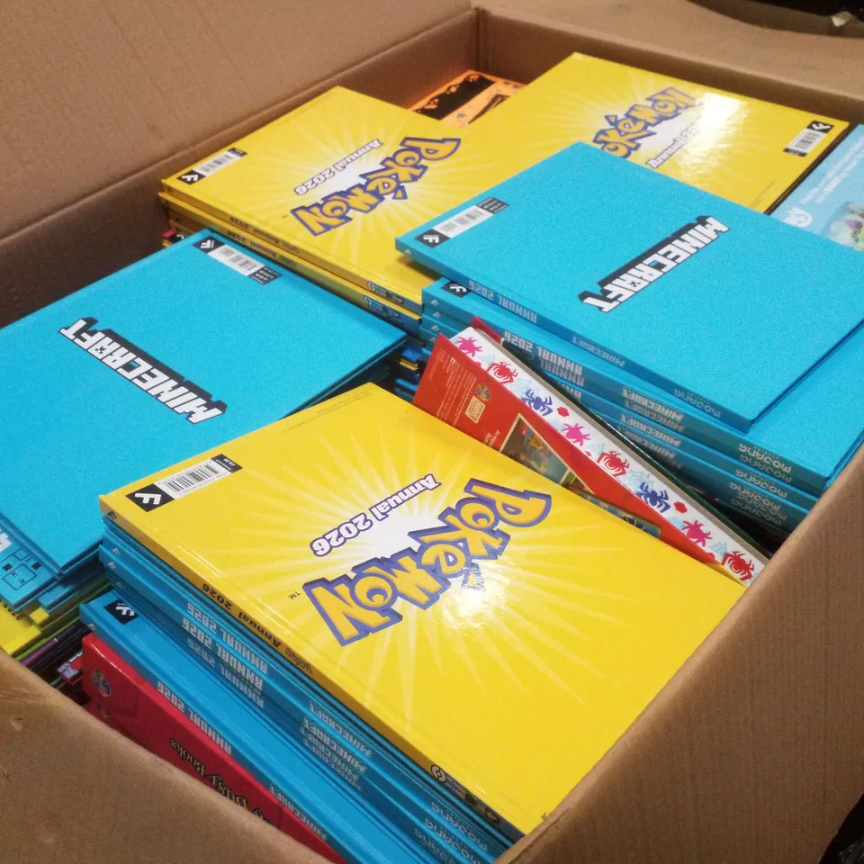 PALLET CONTAINING ASSORTED CHILDRENS BOOKS & ACTIVITIES INCLUDING MINECRAFT ANNUAL 2026, POKEMON ANNUAL 2026, BOO BOX, MATCH! ANNUAL 2026 & FROZEN COMPLETE STORY BOOK