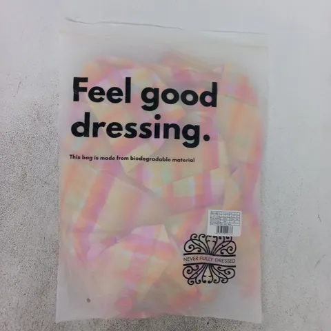 BAGGED NEVER FULLY DRESSED CHECK LOLA DRESS IN PINK/MULTI SIZE UK 14