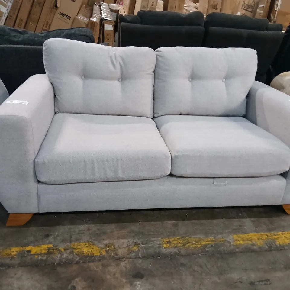 PRENT GREY FABRIC TWO SEATER HIGH BACK SOFA