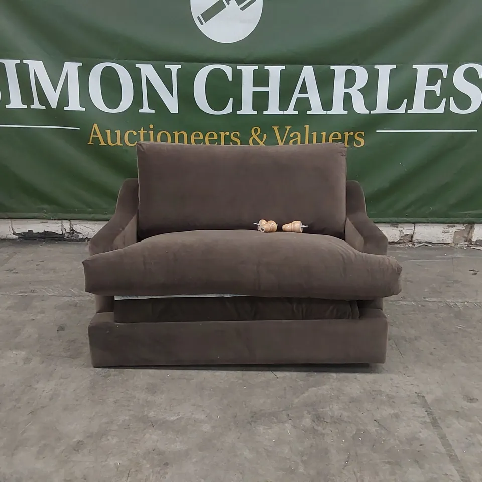 QUALITY DESIGNER 2 SEATER BROWN SOFA BED 