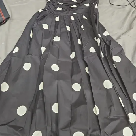 FELICITY MIDI DRESS - BLACK WITH WHITE POLKA DOTS