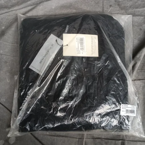 BAGGED KAIA SLOGAN OVERSIZED HOODIE – BLACK ON BLACK, UK SIZE 12