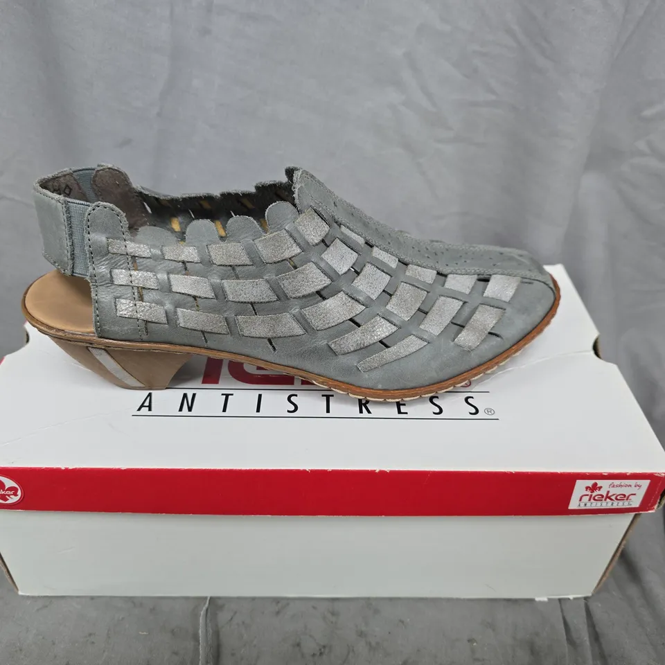 RIEKER ANTISTRESS WOMEN'S GREY WOVEN SANDAL SIZE EU 41 