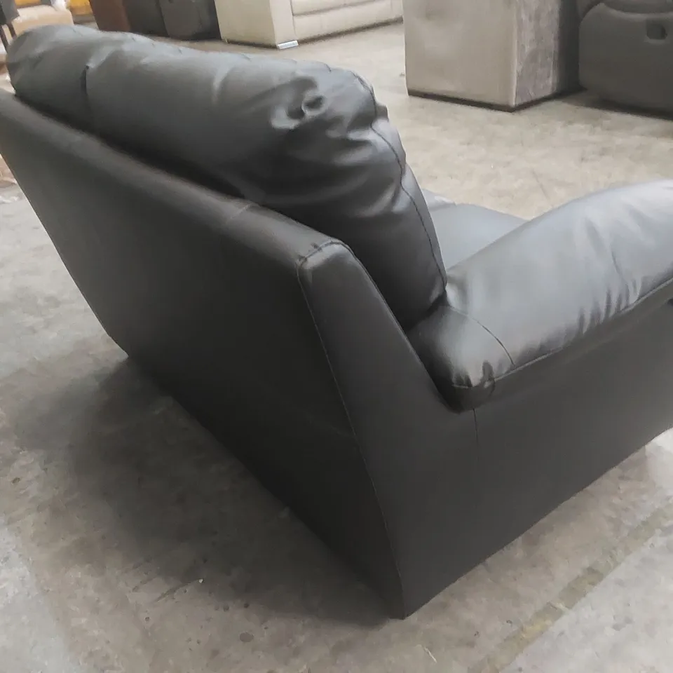 DESIGNER 2 SEATER BLACK FAUX LEATHER SOFA