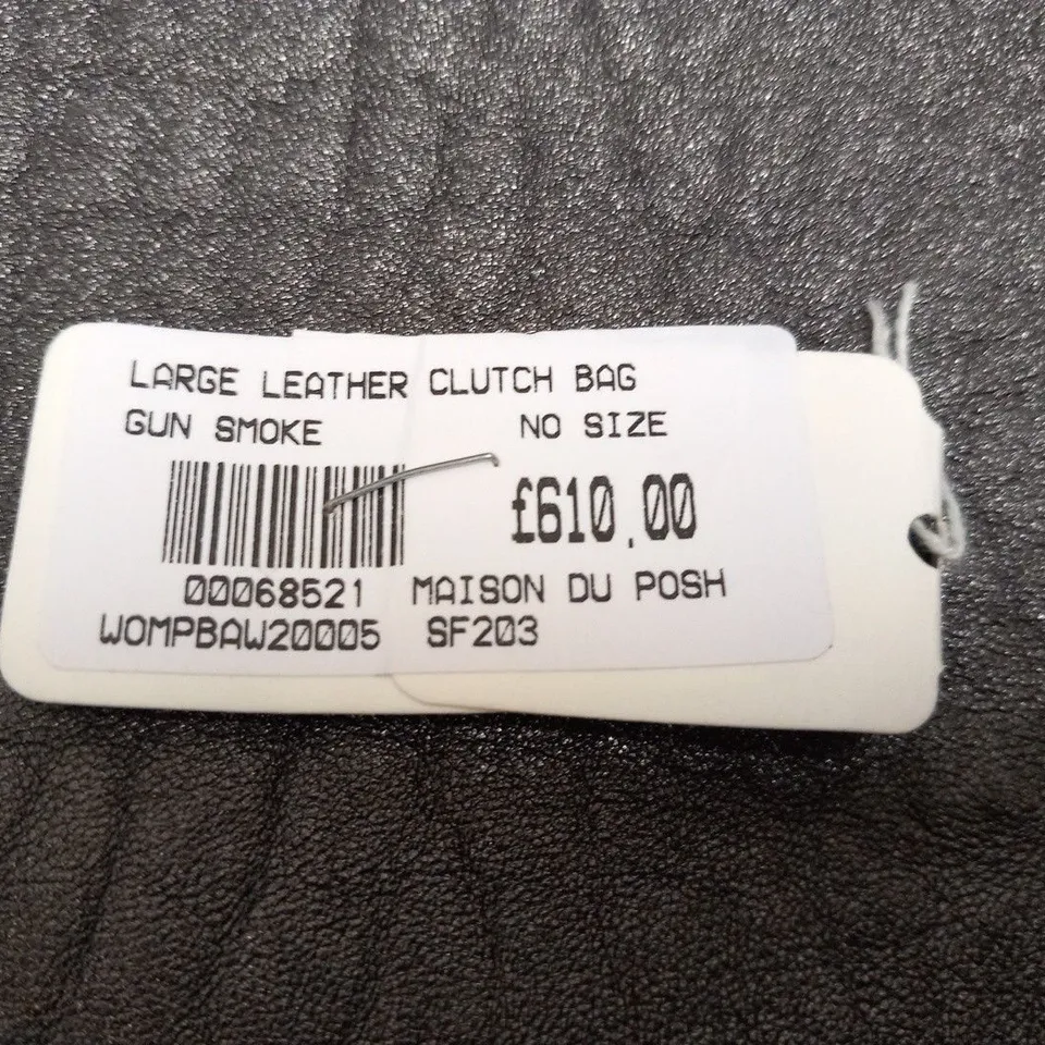 MASON DU POSH LARGE GUN SMOKE LEATHER CLUTCH BAG