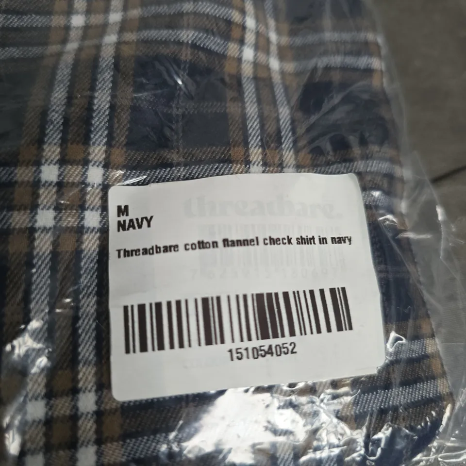 THREADBARE NAVY COTTON FLANNEL CHECK SHIRT – MEN'S, SIZE M