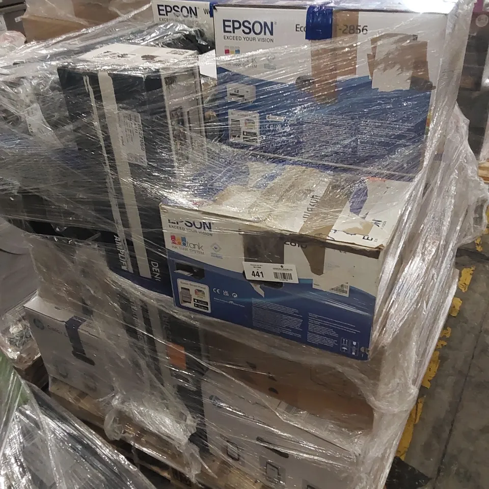 PALLET OF APPROXIMATELY 20 ASSORTED PRINTERS, OFFICE EQUIPMENT AND CRAFTING SUPPLIES TO INCLUDE