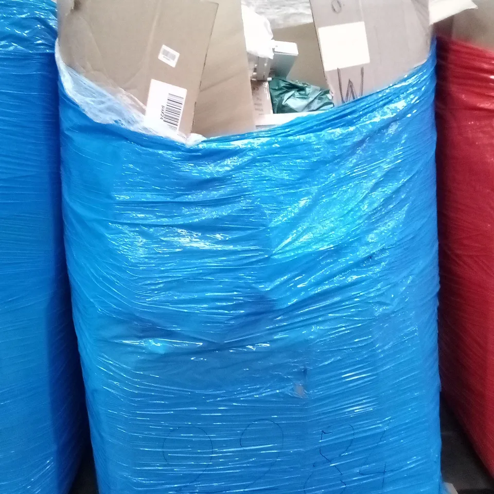 PALLET OF ASSORTED ITEMS INCLUDING HANSONG HOLLYWOOD MAKEUP MIRROR, ARTIFICIAL TURF RAKE, OLARHIKE DOUBLE HIGH AIR MATTRESS, CECOTEC TOASTER OVEN, CONVECTOR HEATER 