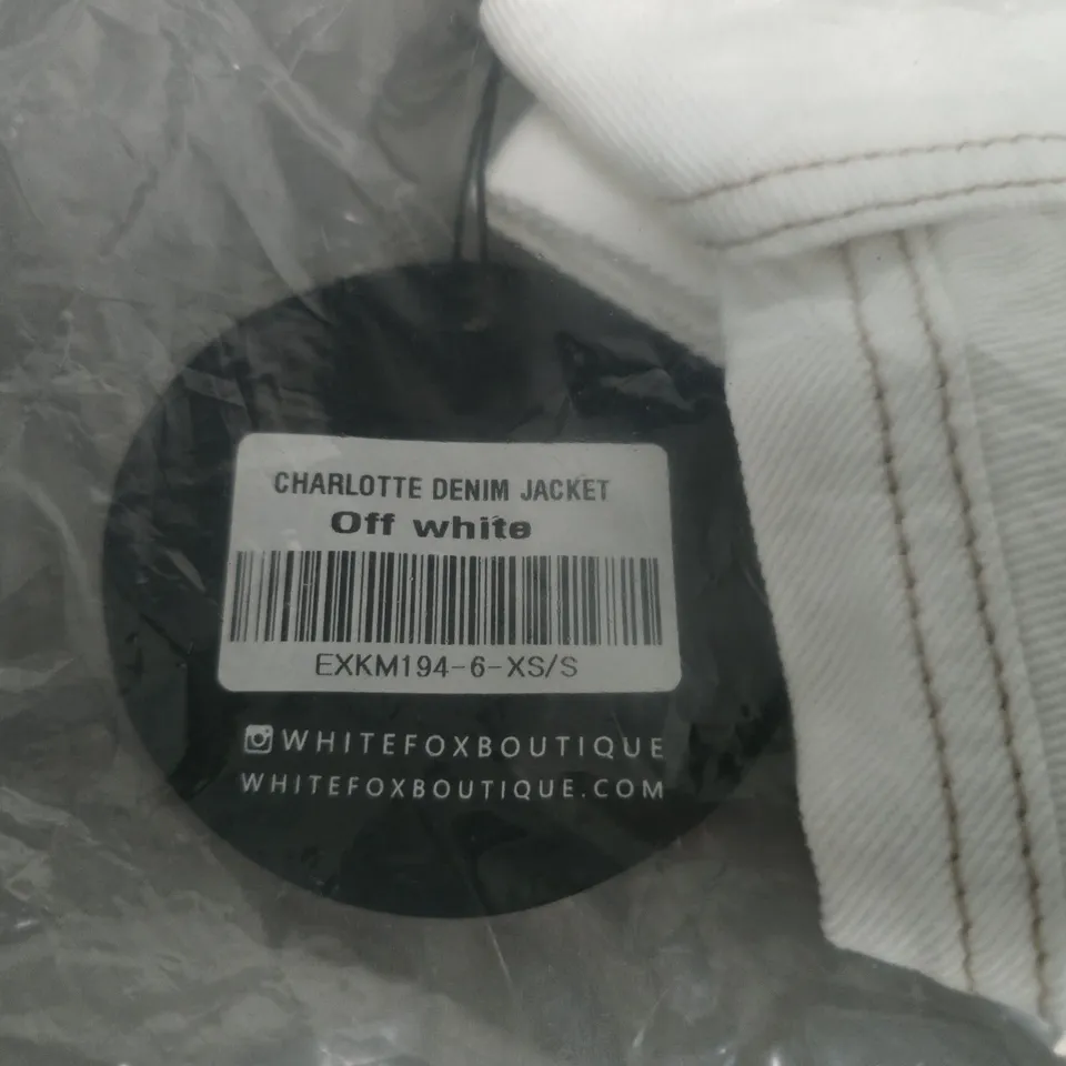 WHITE FOX BOUTIQUE CHARLOTTE DENIM JACKET – OFF WHITE, XS/S (WOMEN)