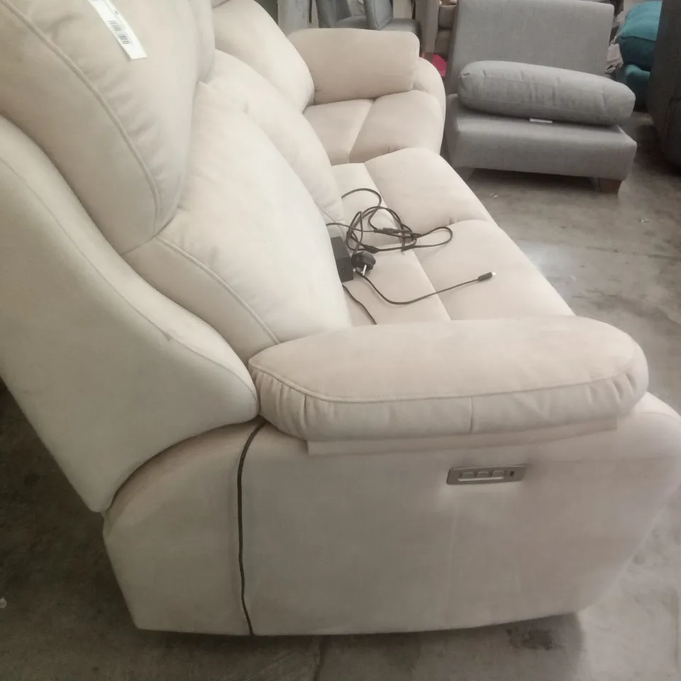 DESIGNER G PLAN MADE KINGSBURY 3 SEATER ELECTRIC RECLINER DBL SOFA - STINGRAY LINEN FABRIC 