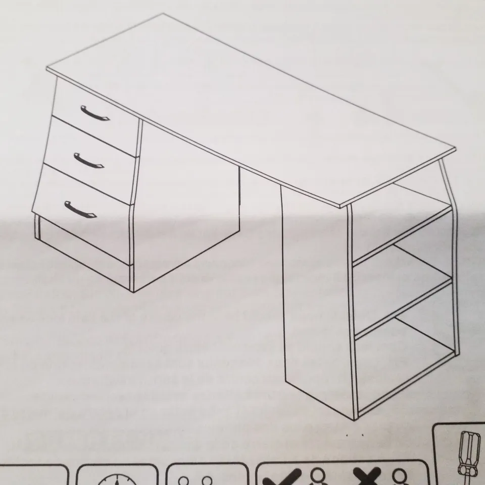 BOXED HOMCOM DESK WITH 3 DRAWERS - WHITE 