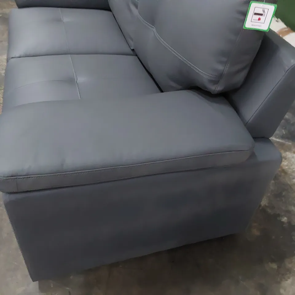 DESIGNER TWO SEATER SOFA GREY LEATHER 