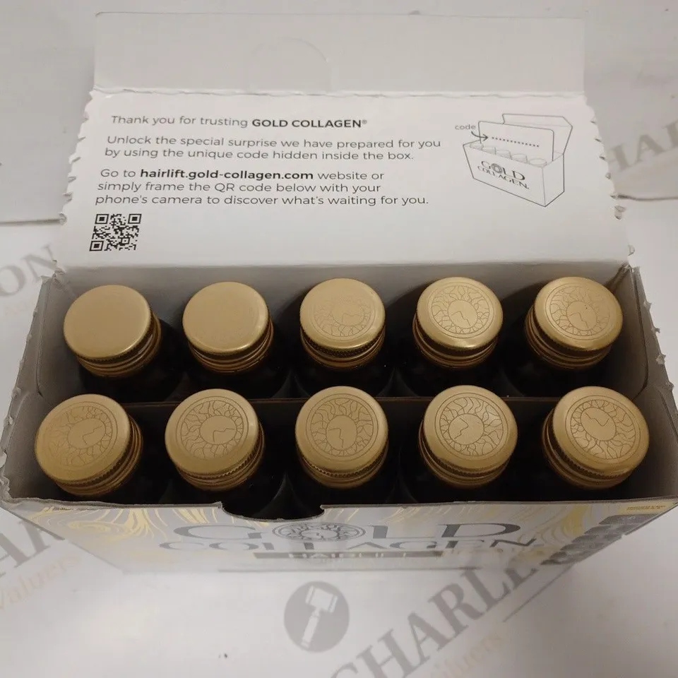 APPROXIMATELY 10 GOLD COLLAGEN HAIRLIFT HAIR GROWTH LIQUID SUPPLEMENTS (10 X 50ML)