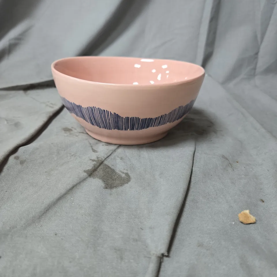OTTOLENGHI X SERAX CERAMIC BOWLS X 3 –  PINK GLAZE WITH COBALT BLUE BAND, WITH ORANGE SERAX BOX