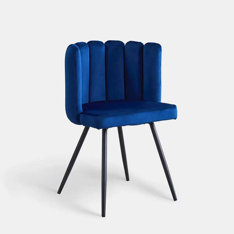 BOXED MARKLAND SET OF TWO BLUE VELVET DINING CHAIRS