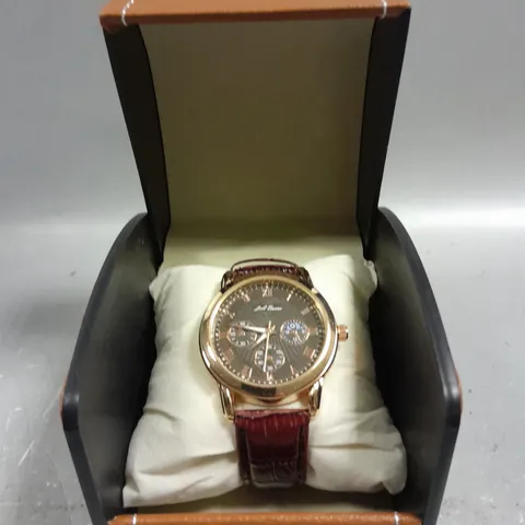 MENS LA BANUS WATCH – GOLD COLOUR CASE – LEATHER STRAP