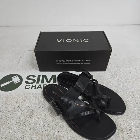 VIONIC BLACK SANDALS – WOMEN'S SLIP-ON THONG SANDALS UK 6
