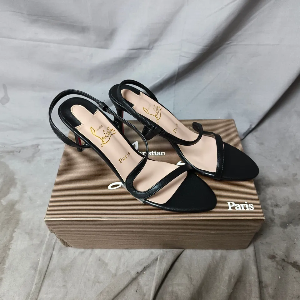 CHRISTIAN LOUBOUTIN BLACK STRAPPY SANDALS – RED SOLE, PARIS. SIZE EU 40