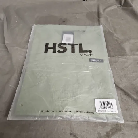 BAGGED HSTL.MADE WOVEN PATCH LONG SLEEVE WAFFLE TEE IN MOSS GREEN SIZE XL