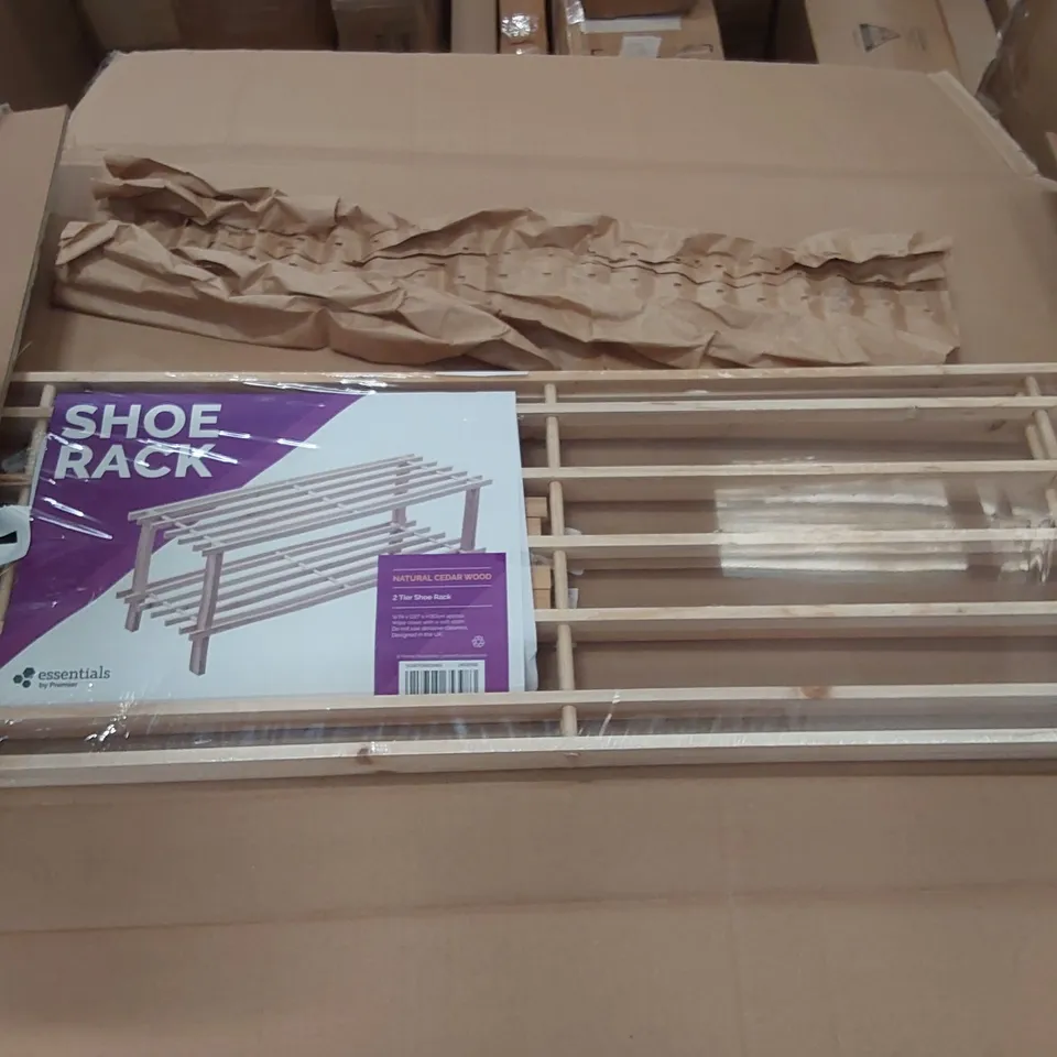 BOXED 2 TIER WOODEN SHOE RACK (1 BOX)