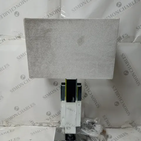 RENE MIRRORED GLASS TABLE LAMP & GREY SHADE
