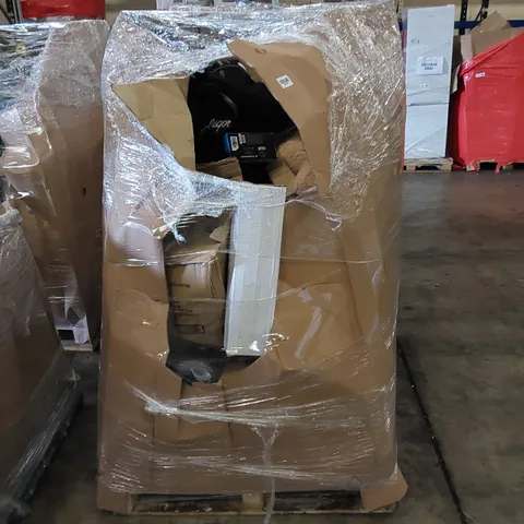 PALLET TO CONTAIN ASSORTED HOUSEHOLD PRODUCTS. INCLUDES LARGE TEDDY BEAR, HEADPHONES, BATH STOOL ETC