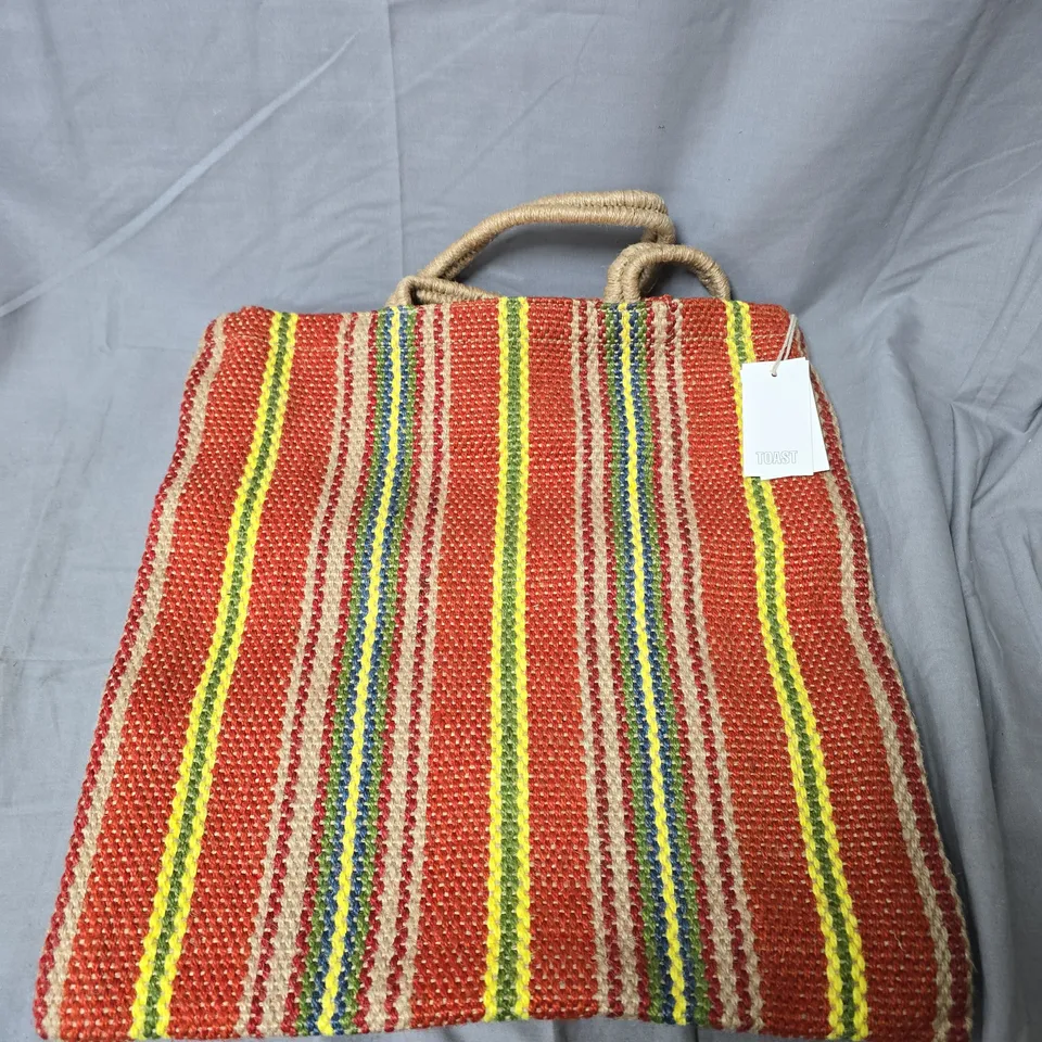TURTLE BAGS STRIPE JUTE TOTE – NASTURTIUM, OS