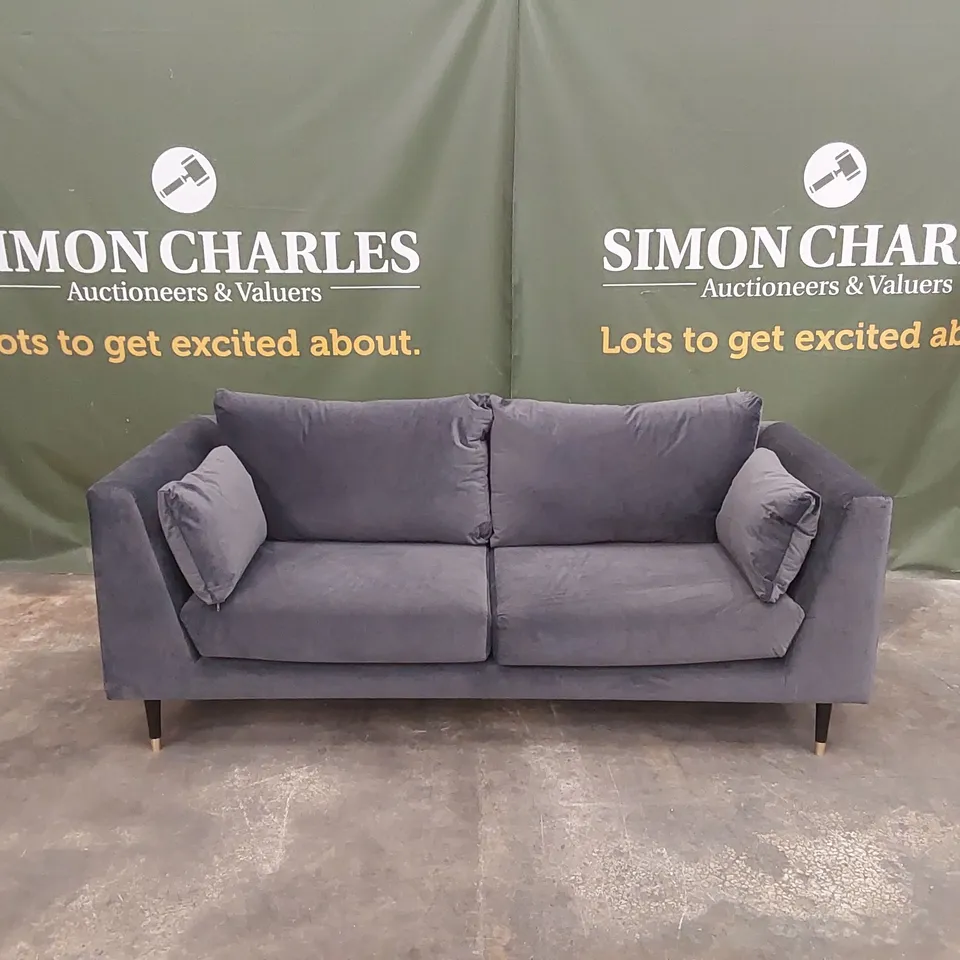 DANETTI ELSIE 3 SEATER SOFA VELVET SOFA - DARK GREY VELVET