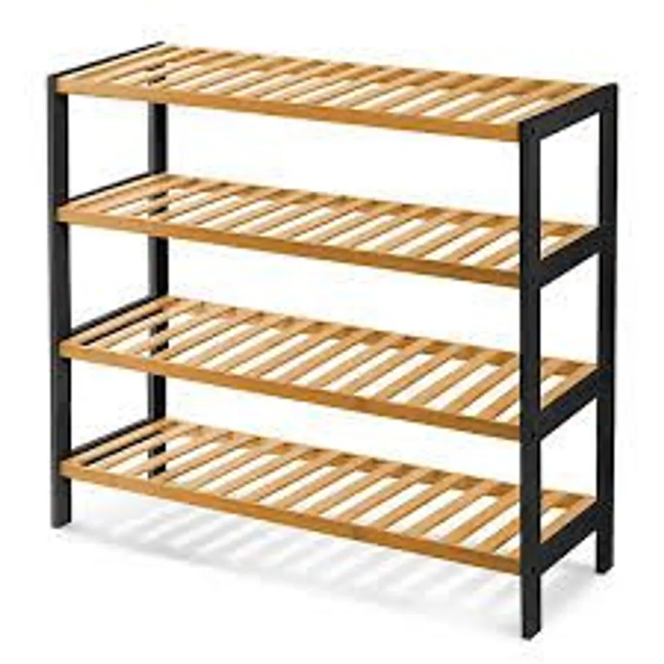 NEO BLACK/NATURAL 4-TIER BAMBOO SHOE RACK