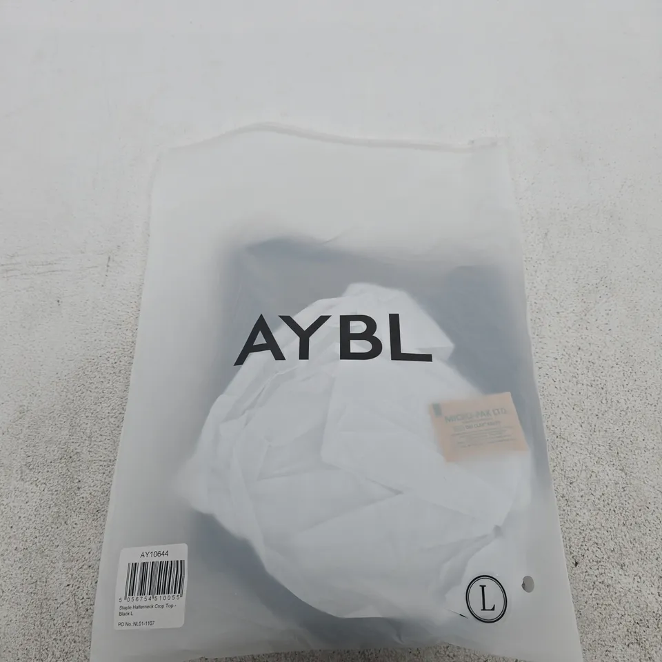 BAGGED AYBL HALTERNECK CROP TOP – BLACK - SIZE LARGE 