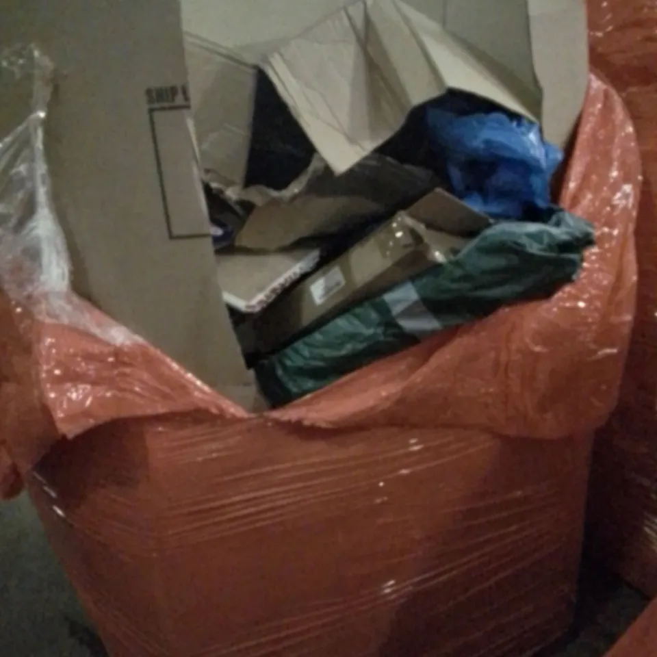 PALLET OF ASSORTED ITEMS TO INCLUDE, OFFICE CHAIR, TELESCOPIC LADDERS, DOUBLE INFLATABLE MATTRESS, STORAGE STOOL, BOOKS,