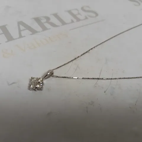 DESIGNER 18CT WHITE GOLD DIAMOND SET PENDANT ON CHAIN