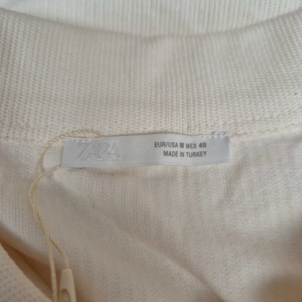 ZARA MEN'S WHITE POLO SHIRT – PIQUÉ KNIT, SIZE M (EU 40 / US M) MADE IN TURKEY