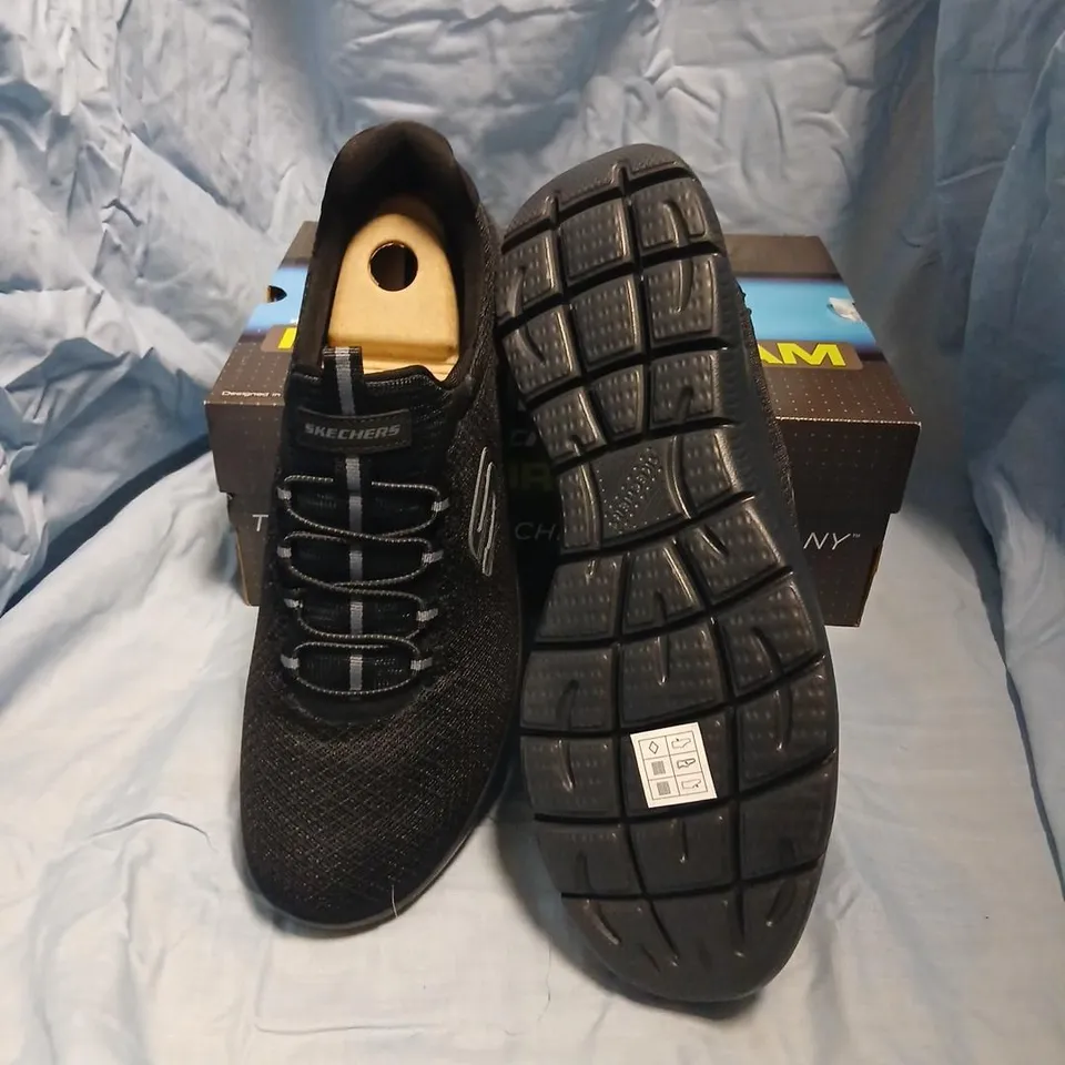SKECHERS SUMMIT MEMORY FOAM SNEAKERS – BLACK, UK 10 (EU 45, US 11)