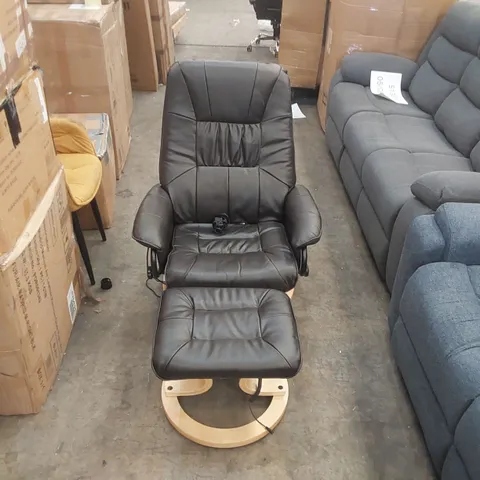 DESIGNER FAUX LEATHER CHAIR WITH FOOT REST