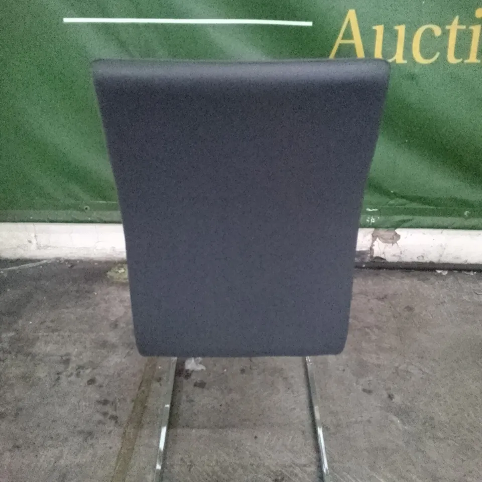 PERTH GREY LEATHER DINING CHAIR WITH CHROME LEGS