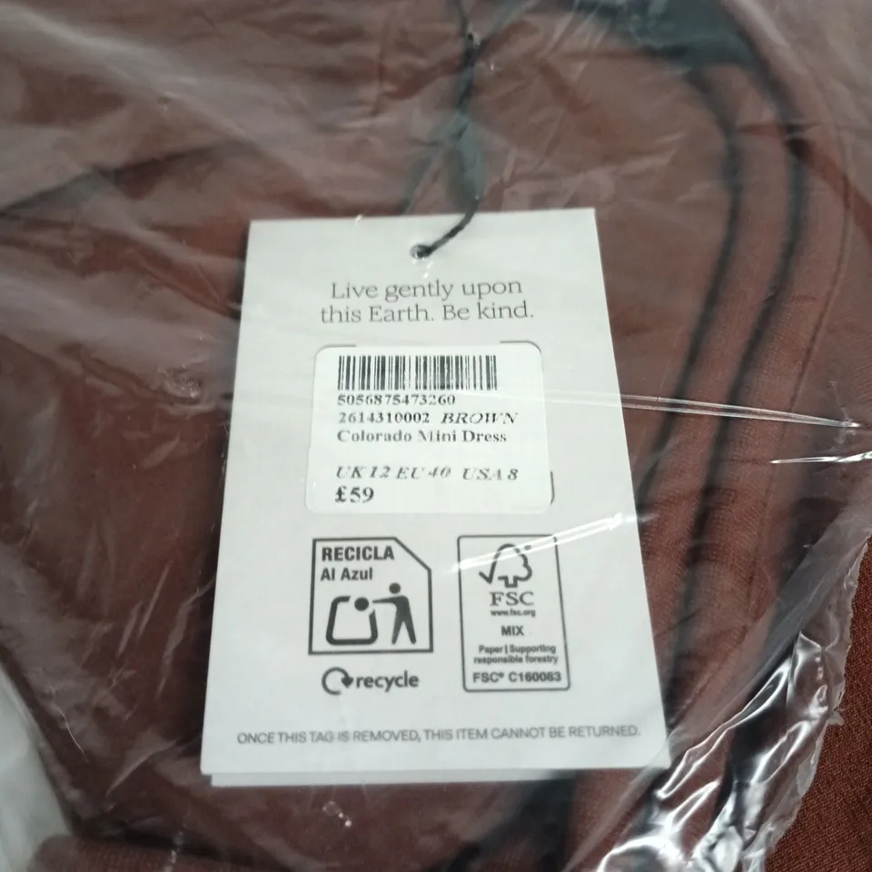 NOBODYS CHILD BROWN COLORADO MINI DRESS UK 12
