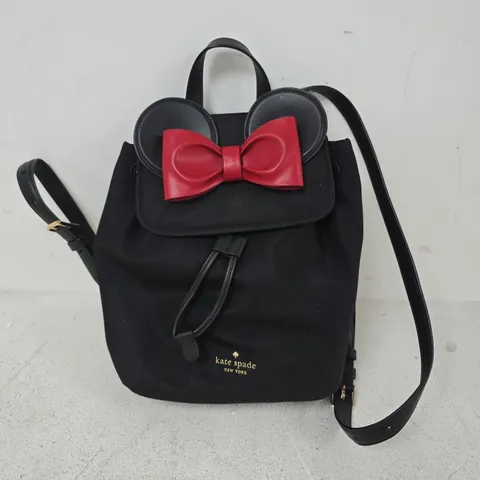 KATE SPADE NEW YORK BLACK MINI BACKPACK WITH RED BOW