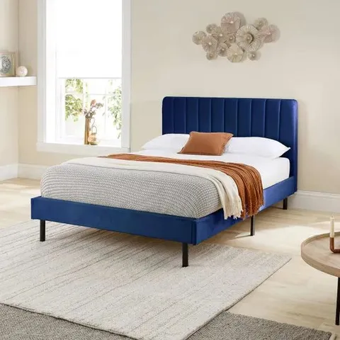 BOXED ASPIRE FURNITURE ROSELLA UPHOLSTERED BED NAVY - KING