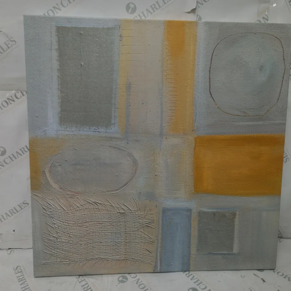 ARTIST LANE 50'S-3 BY KAREN HOPKINS ART PRINT, YELLOW BLUE WRAPPED CANVAS 61X61CM