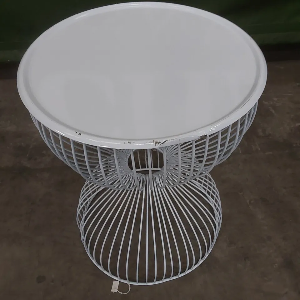 DESIGNER METAL WIRE FRAME DESIGN SIDE TABLE - WHITE