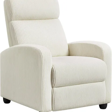 BOXED YAHEETECH RECLINER CHAIR CORDUROY RECLINER SOFA ADJUSTABLE MODERN SINGLE RECLINING CHAIR - BEIGE 