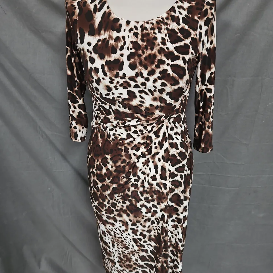 PRECIS MIDI DRESS IN ANIMAL PRINT SIZE 6