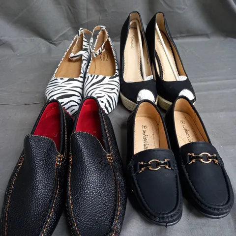 BOX OF 10 PAIRS OF ASSORTED SHOES IN VARIOUS STYLES, COLOURS AND SIZES