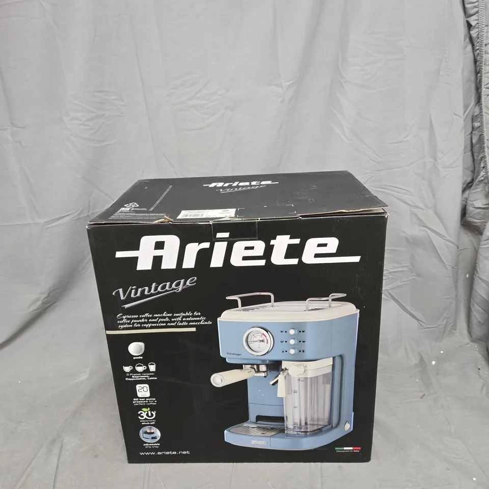 ARIETE VINTAGE ESPRESSO COFFEE MACHINE – BOXED (BLUE)