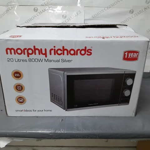 BOXED MORPHY RICHARDS MICROWAVE OVEN SILVER 800W - COLLECTION ONLY